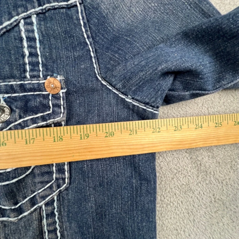True Religion Denim Jacket Mens 3XL Blue‎ Joey Super T Big Stitch Western Y2K